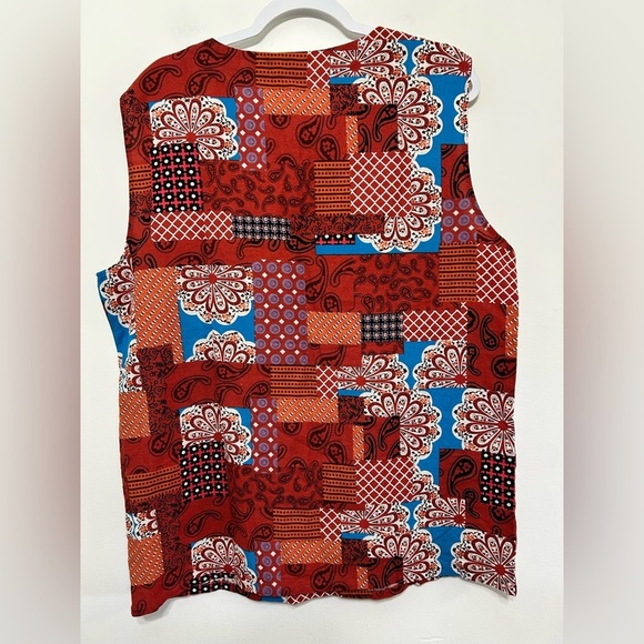Vintage Boho Patchwork Hippie Sleeveless Cotton Shirt Womens Size Large - Picture 5 of 11